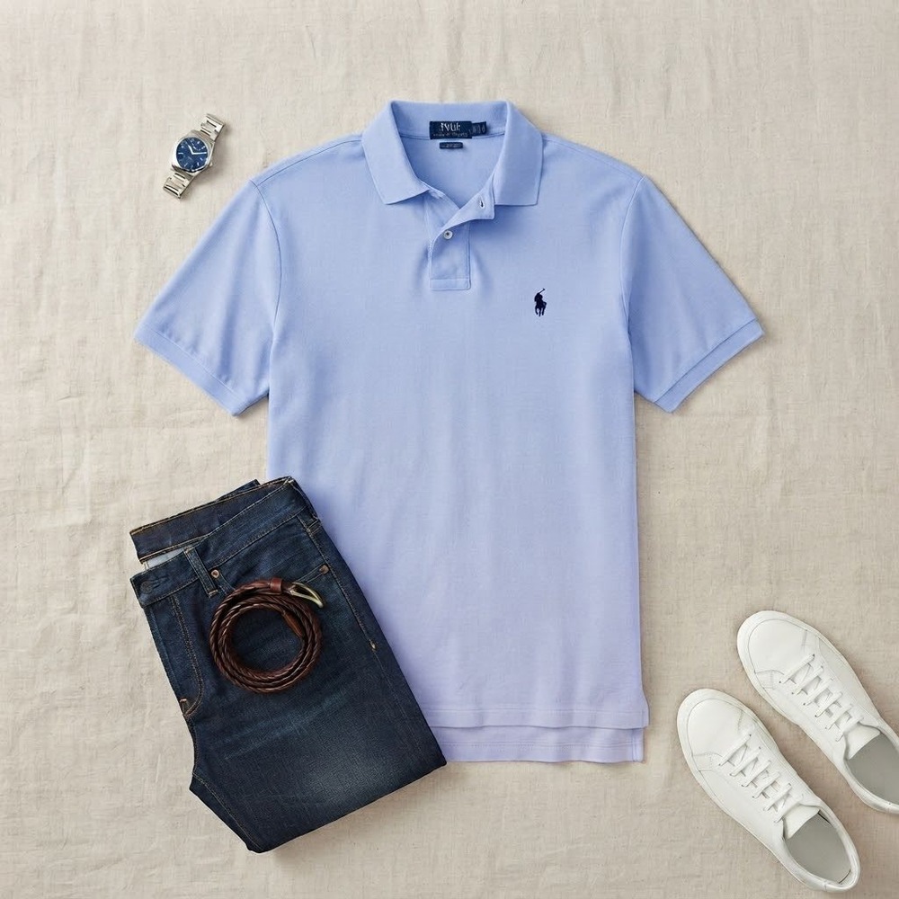 Polo Ralph Lauren Polo Shirt Mens XL Light Blue Cotton Pique Preppy Classic